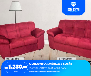 Promo Conjunto America 2 Sofas Retratil reclinaveis com ate 3 Lugares Montagem e Frete Gratis Para a sua Sala