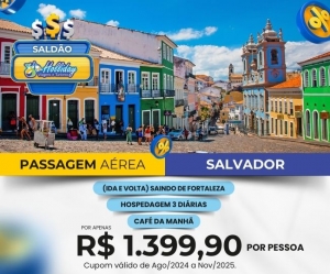 Oferta Holliday Pacote Aereo Completo de Viagem para Salvador Passagem Aerea Hospedagem Cafe da manha