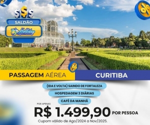Oferta Holliday Pacote Aereo Completo de Viagem para Curitiba Passagem Aerea Hospedagem Cafe da manha
